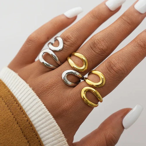 18K Gold Geometric Line Ring – Modern Elegance Edition - Nikoleit