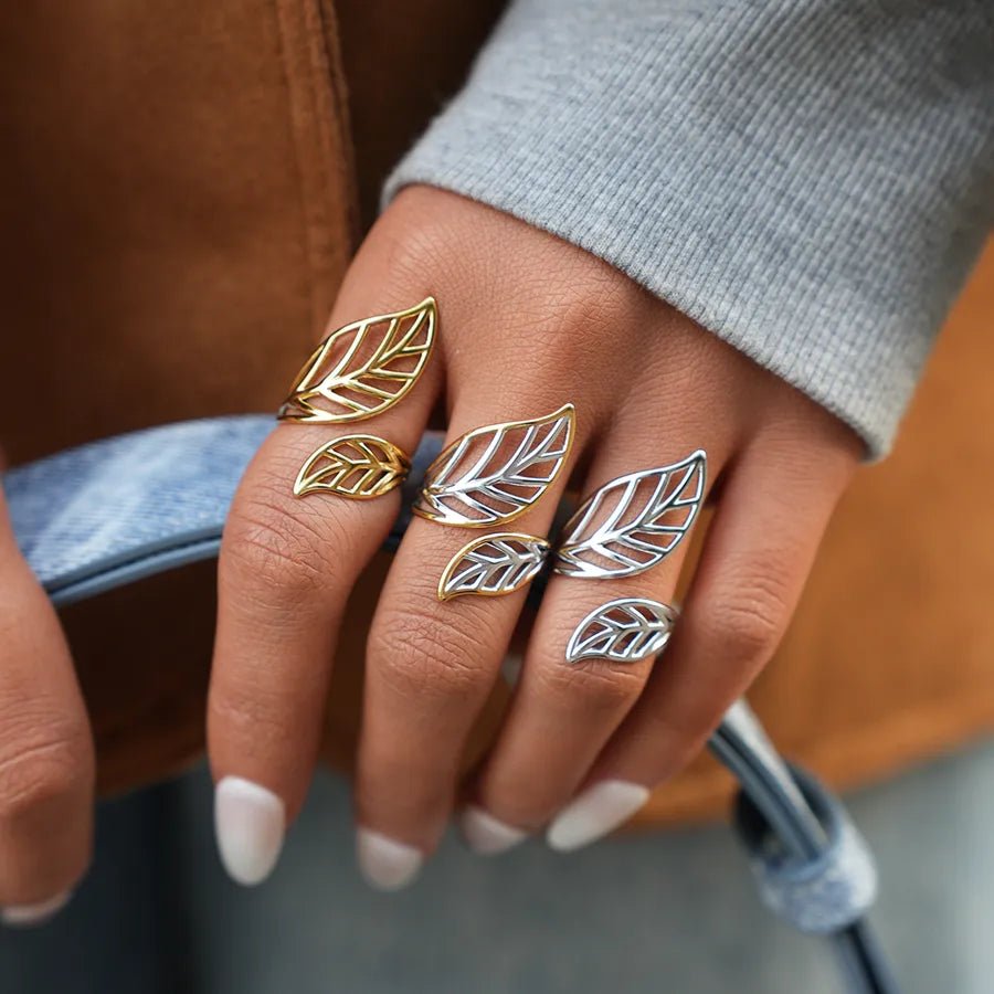 18K Gold Leaf Ring – Vintage Nature Elegance - Nikoleit