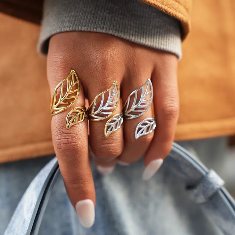 18K Gold Leaf Ring – Vintage Nature Elegance - Nikoleit
