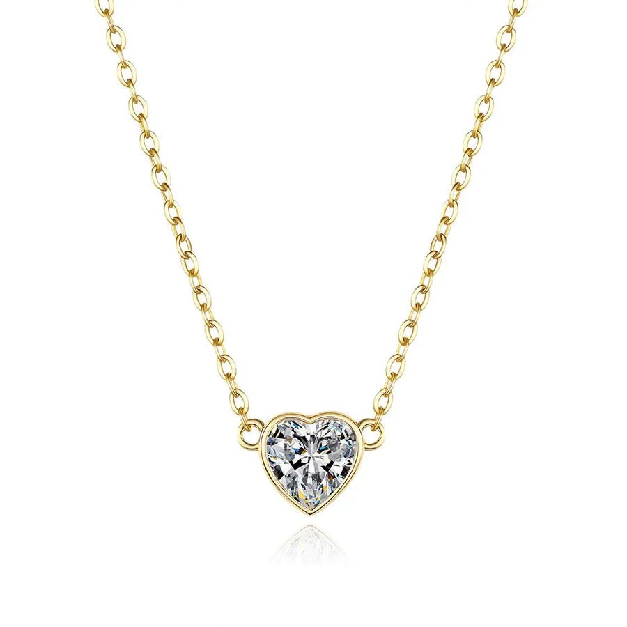 925 Silver 1.0ct Heart - Shaped Moissanite Necklace – Timeless Romance Edition - Nikoleit
