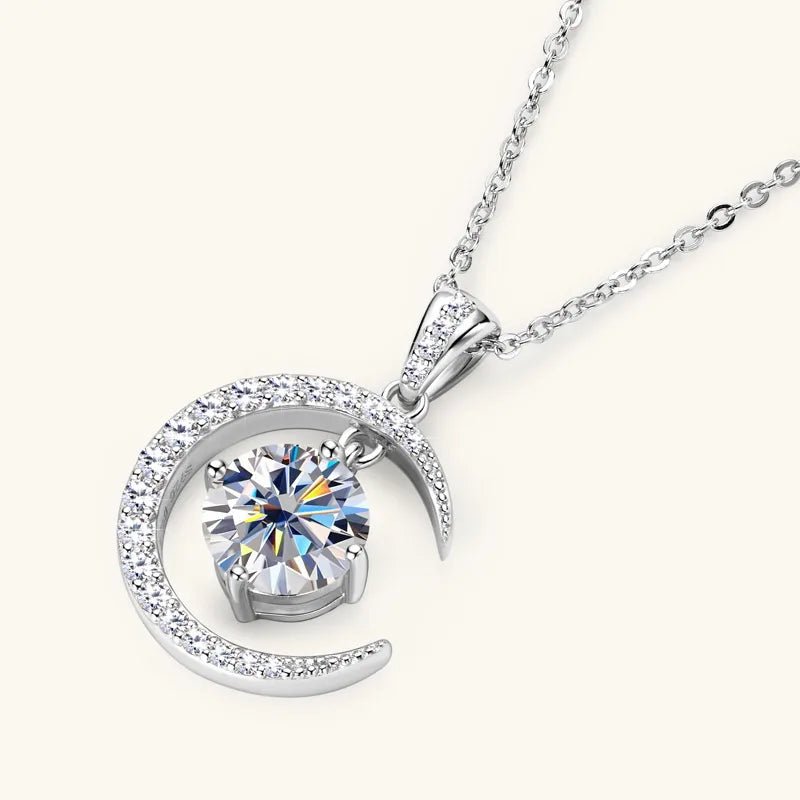925 Silver Moonlight Moissanite Necklace – Celestial Elegance Edition - Nikoleit
