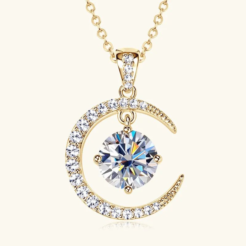 925 Silver Moonlight Moissanite Necklace – Celestial Elegance Edition - Nikoleit