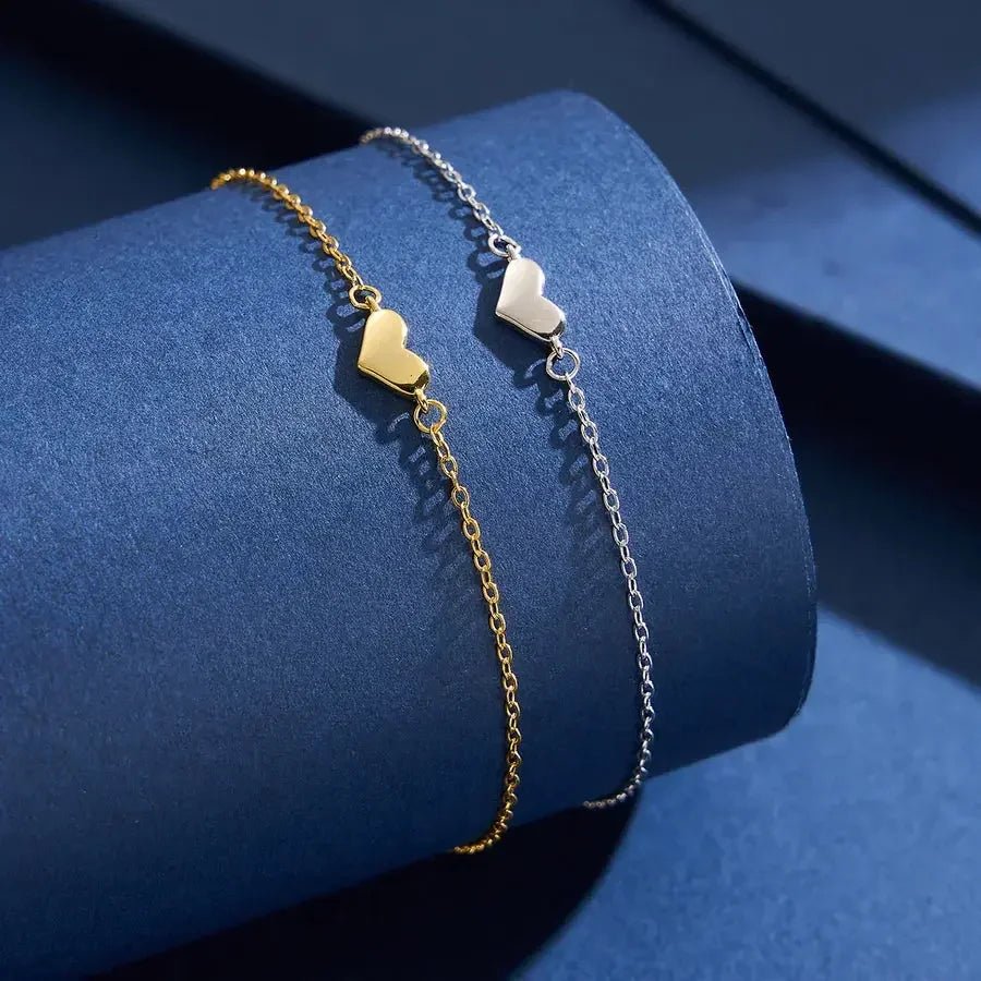 925 Sterling Silver Bracelet – Heart Shape Zircon, 18K Gold - Plated - Nikoleit