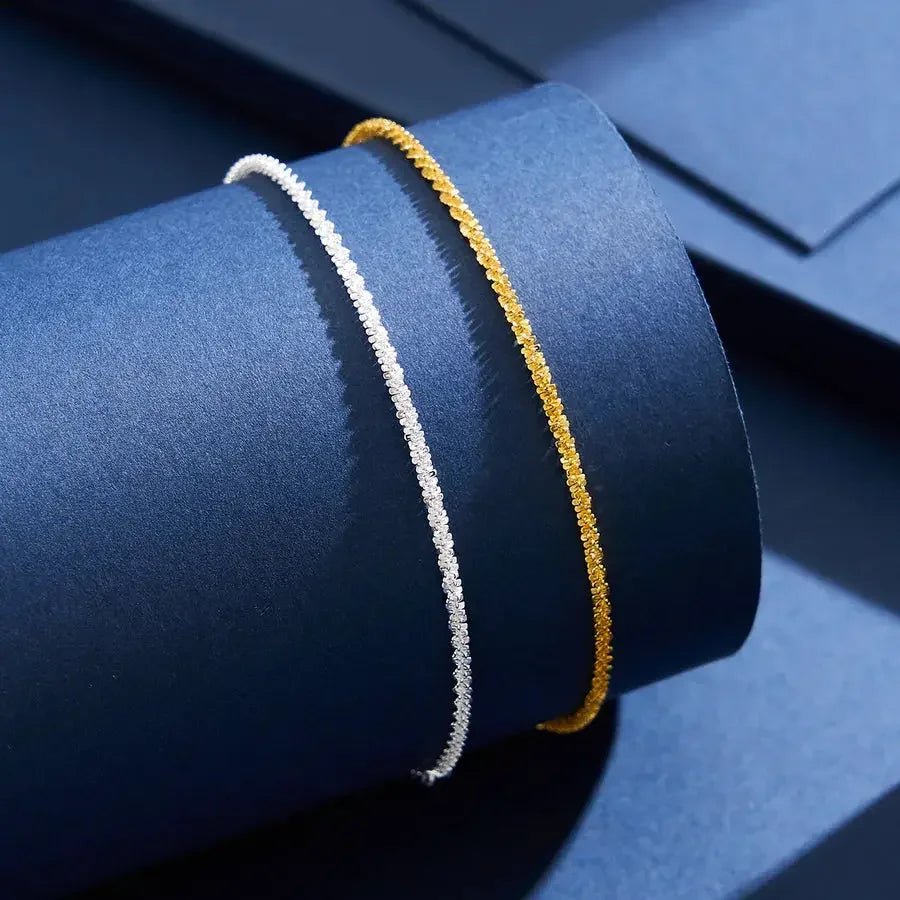 925 Sterling Silver Bracelet – Sparkly Lines, 18K White & Gold Plated - Nikoleit