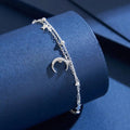925 Sterling Silver Bracelet – Star & Moon Zircon, White Gold Plated - Nikoleit