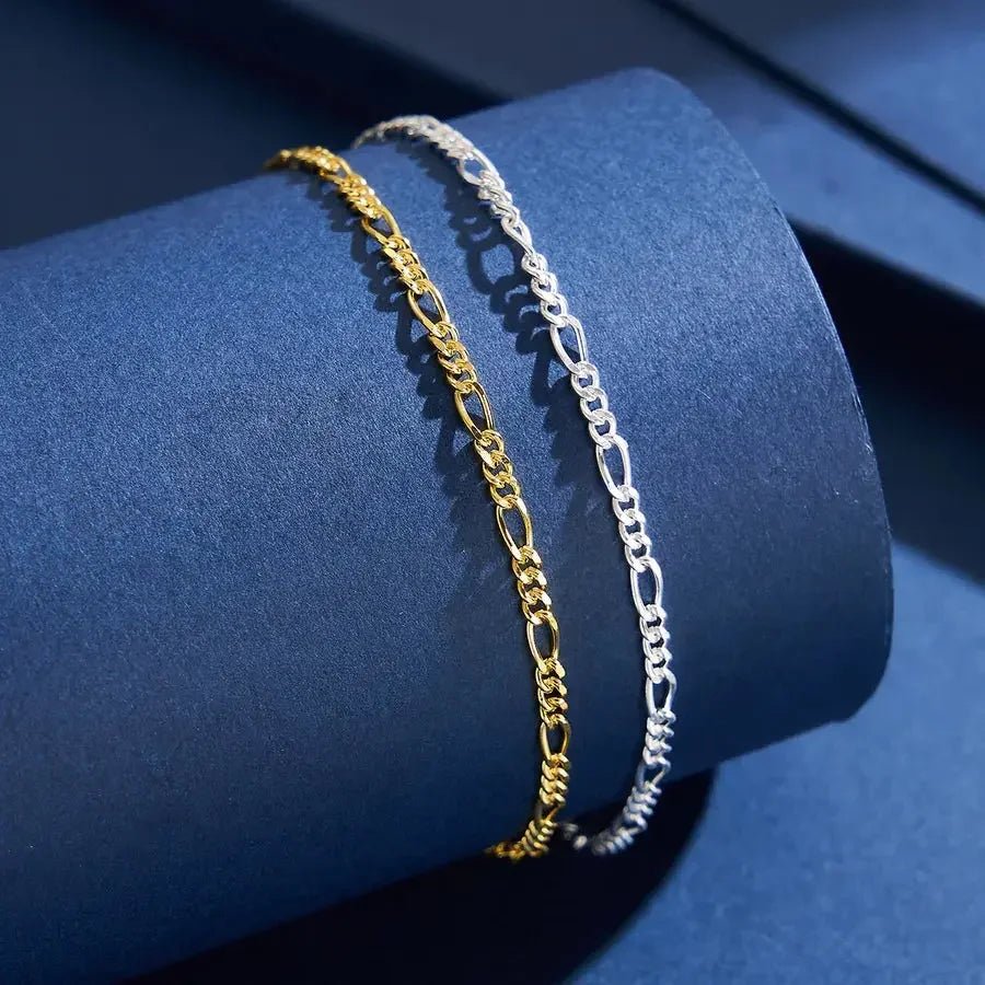 925 Sterling Silver Cuban Link Bracelet – 18K White & Gold Plated - Nikoleit