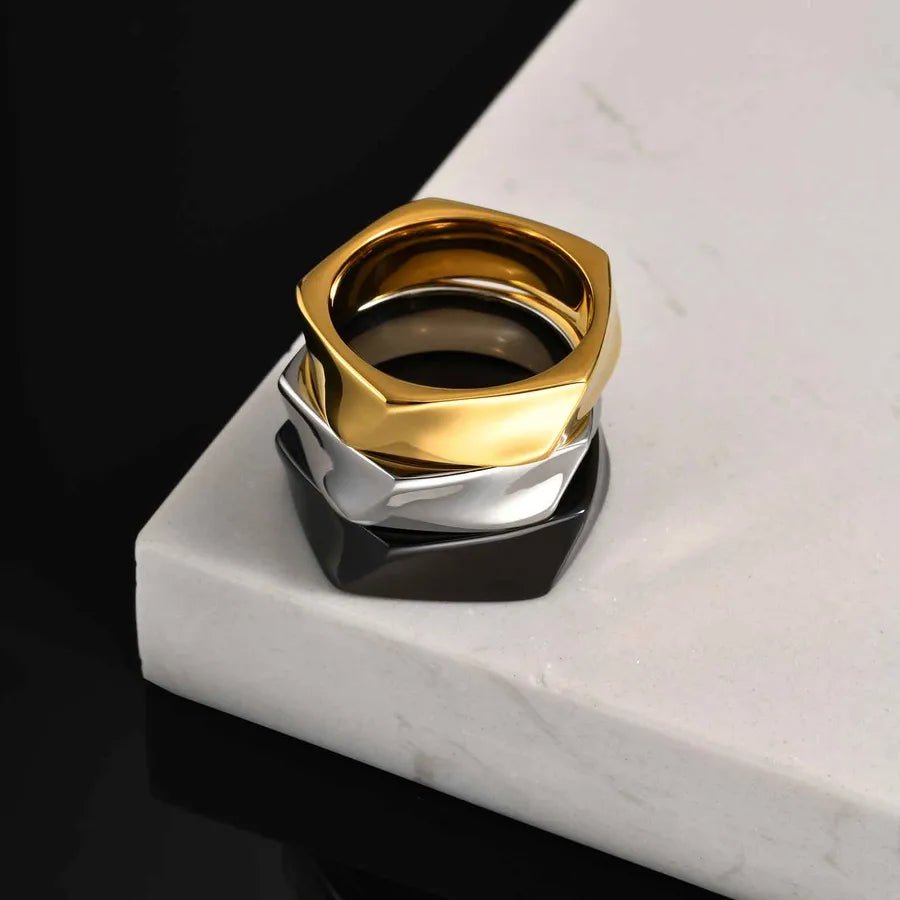 Apex Geometry™ Men’s 18K Gold PVD Stainless Steel Ring - Nikoleit