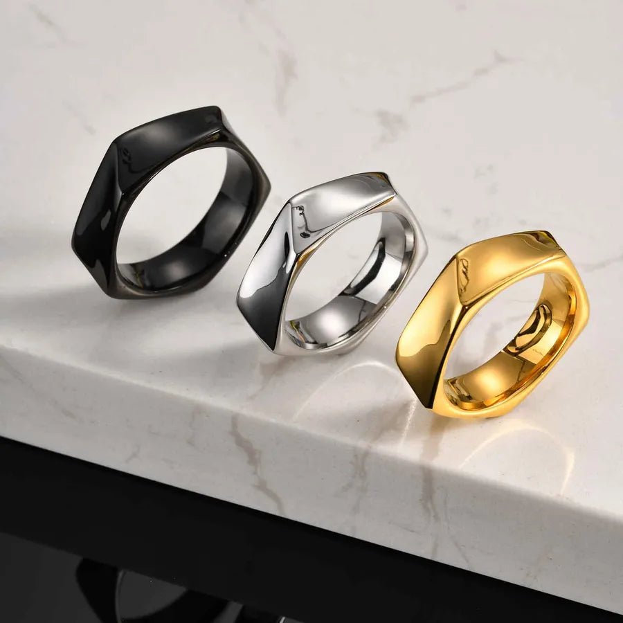 Apex Geometry™ Men’s 18K Gold PVD Stainless Steel Ring - Nikoleit