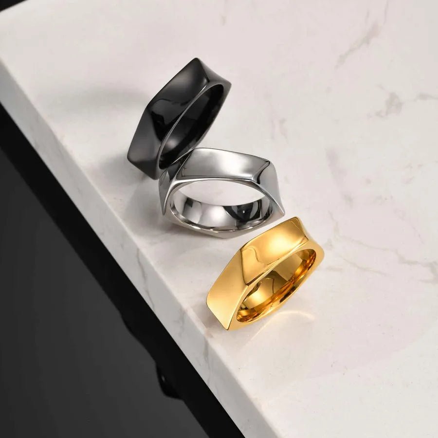 Apex Geometry™ Men’s 18K Gold PVD Stainless Steel Ring - Nikoleit