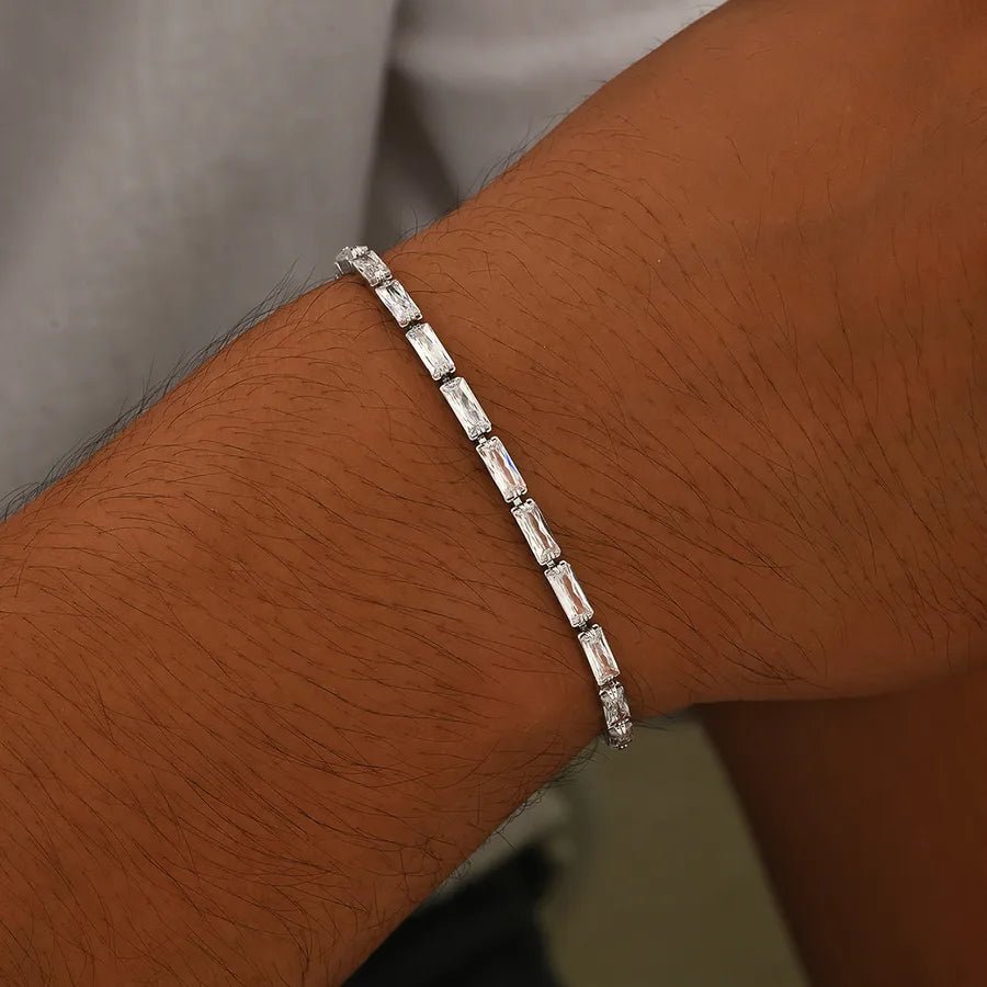 Apex Radiant™ Rhodium - Plated Men’s Tennis Bracelet - Nikoleit