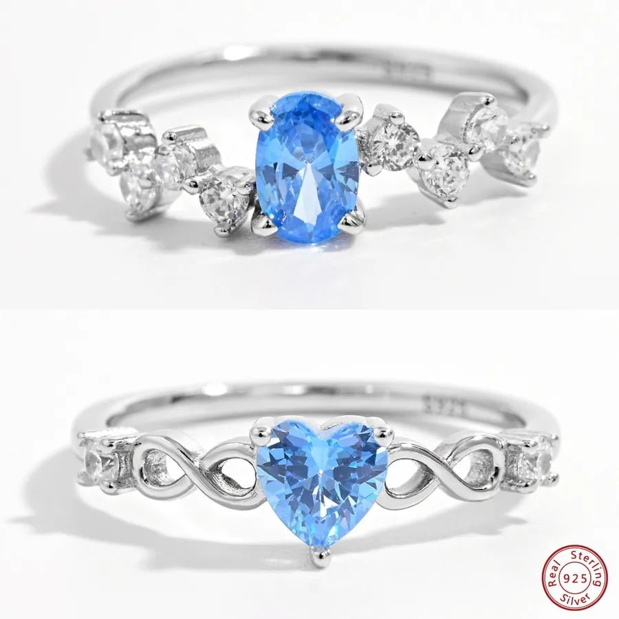 Azure Cœur™ Platinum - Plated Blue Zircon Heart Ring - Nikoleit