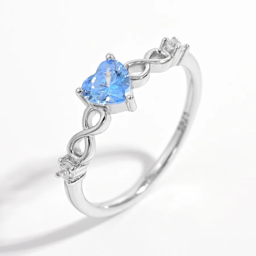 Azure Cœur™ Platinum - Plated Blue Zircon Heart Ring - Nikoleit