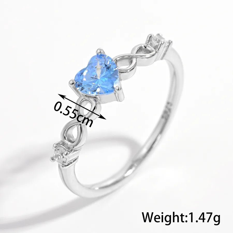 Azure Cœur™ Platinum - Plated Blue Zircon Heart Ring - Nikoleit