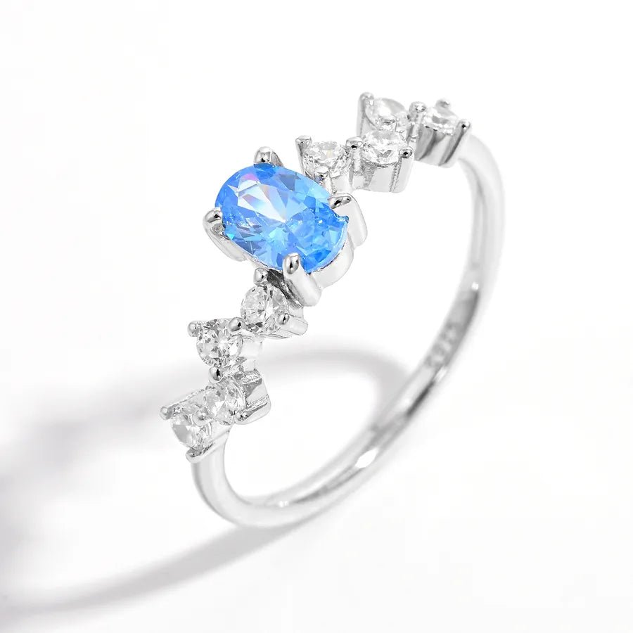Azure Cœur™ Platinum - Plated Blue Zircon Heart Ring - Nikoleit