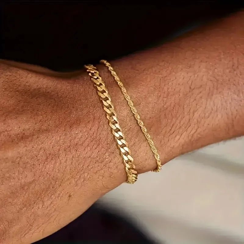 Dual Forge™ Men’s Hemp & Cuban Link Bracelet Set - Nikoleit