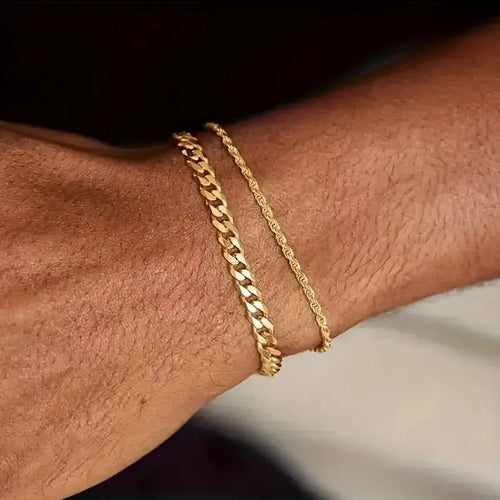 Dual Forge™ Men’s Hemp & Cuban Link Bracelet Set - Nikoleit