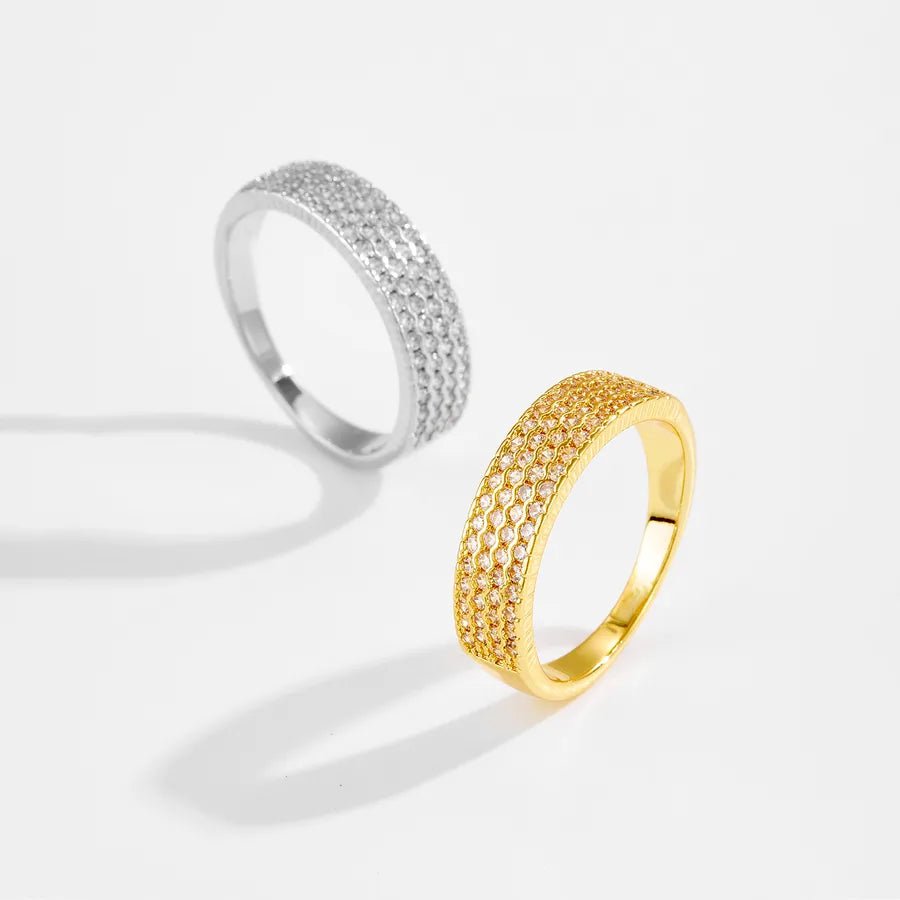 Elegant European Design Zircon Ring Plated In 18K Gold Simple Fashion Women's Ring Irregular Design Daily Wear Jewelry Accessory - Nikoleit