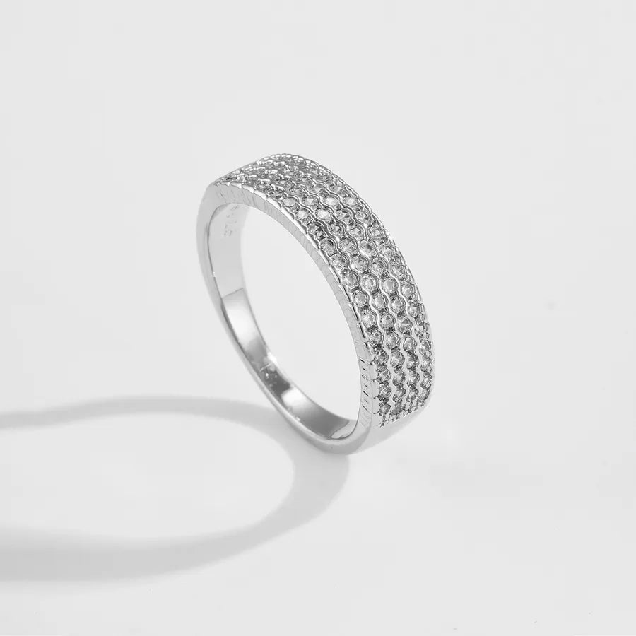 Elegant European Design Zircon Ring Plated In 18K Gold Simple Fashion Women's Ring Irregular Design Daily Wear Jewelry Accessory - Nikoleit