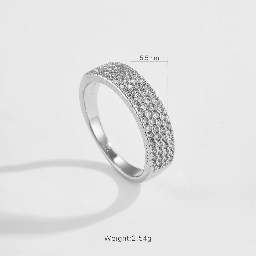 Elegant European Design Zircon Ring Plated In 18K Gold Simple Fashion Women's Ring Irregular Design Daily Wear Jewelry Accessory - Nikoleit