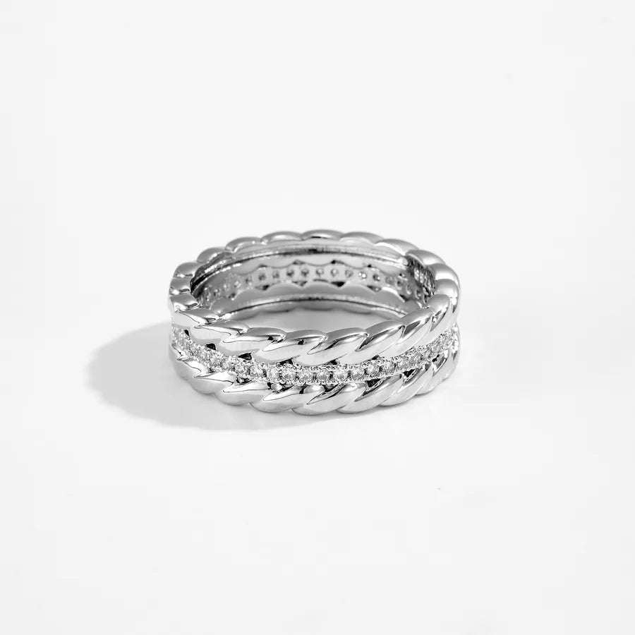 Elegant European Design Zircon Ring Vintage Style Gold Plated 18K Simple Fashion Women's Ring Irregular Design Daily Wear - Nikoleit