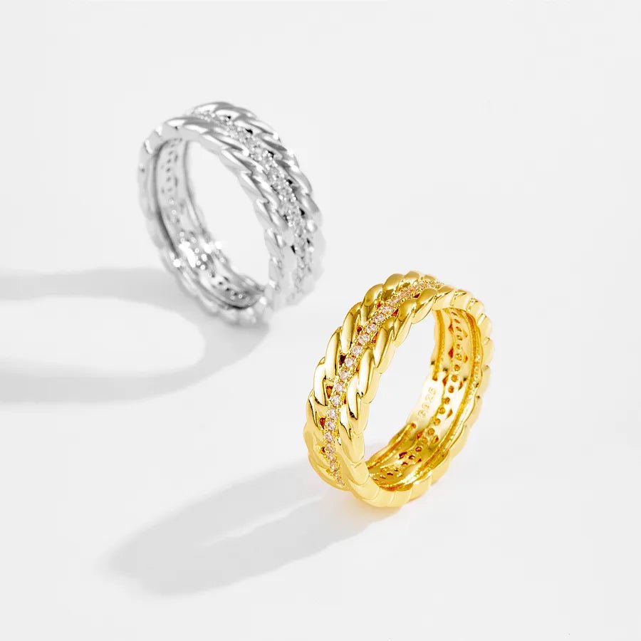 Elegant European Design Zircon Ring Vintage Style Gold Plated 18K Simple Fashion Women's Ring Irregular Design Daily Wear - Nikoleit