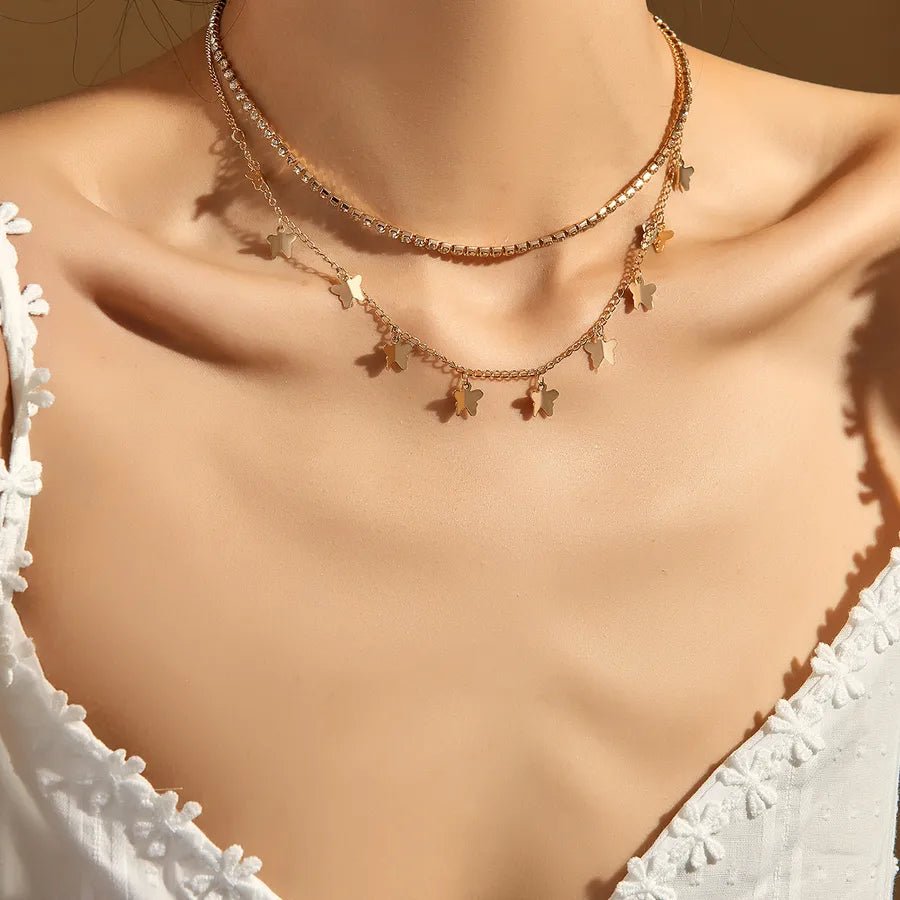 Layered Butterfly & Heart Necklace – Summer Glow Edition - Nikoleit