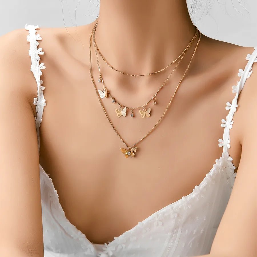 Layered Butterfly & Heart Necklace – Summer Glow Edition - Nikoleit