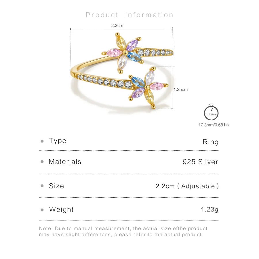 Linéa Luxe™ S925 Adjustable Zircon Open Ring - Nikoleit