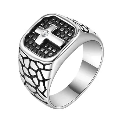 Men’s Cross Signet Ring – 304 Stainless Steel Edition - Nikoleit