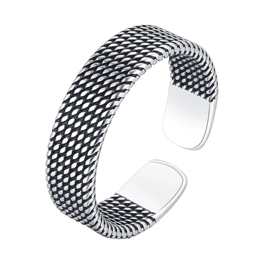 Men’s Mesh Texture Copper Band Ring – Adjustable Fit - Nikoleit