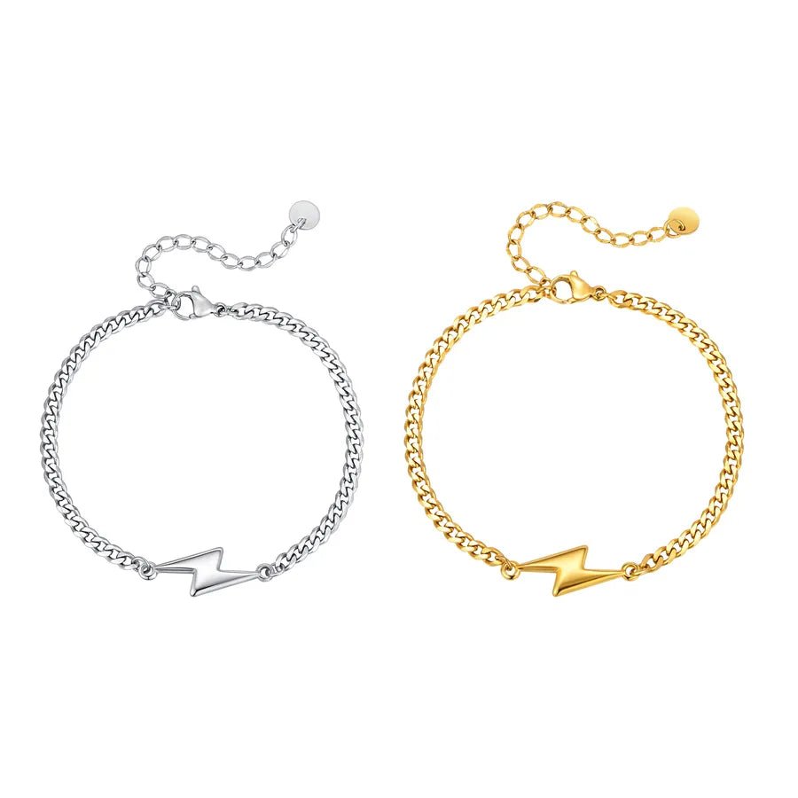 Men’s Stainless Steel Lightning Bracelet – 18K Gold or Silver Finish - Nikoleit