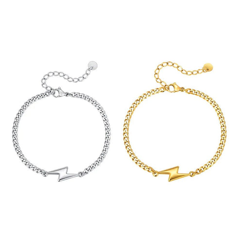 Men’s Stainless Steel Lightning Bracelet – 18K Gold or Silver Finish - Nikoleit