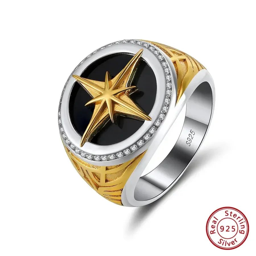 Men’s Star Ring – 925 Sterling Silver with Zircon Inlay - Nikoleit