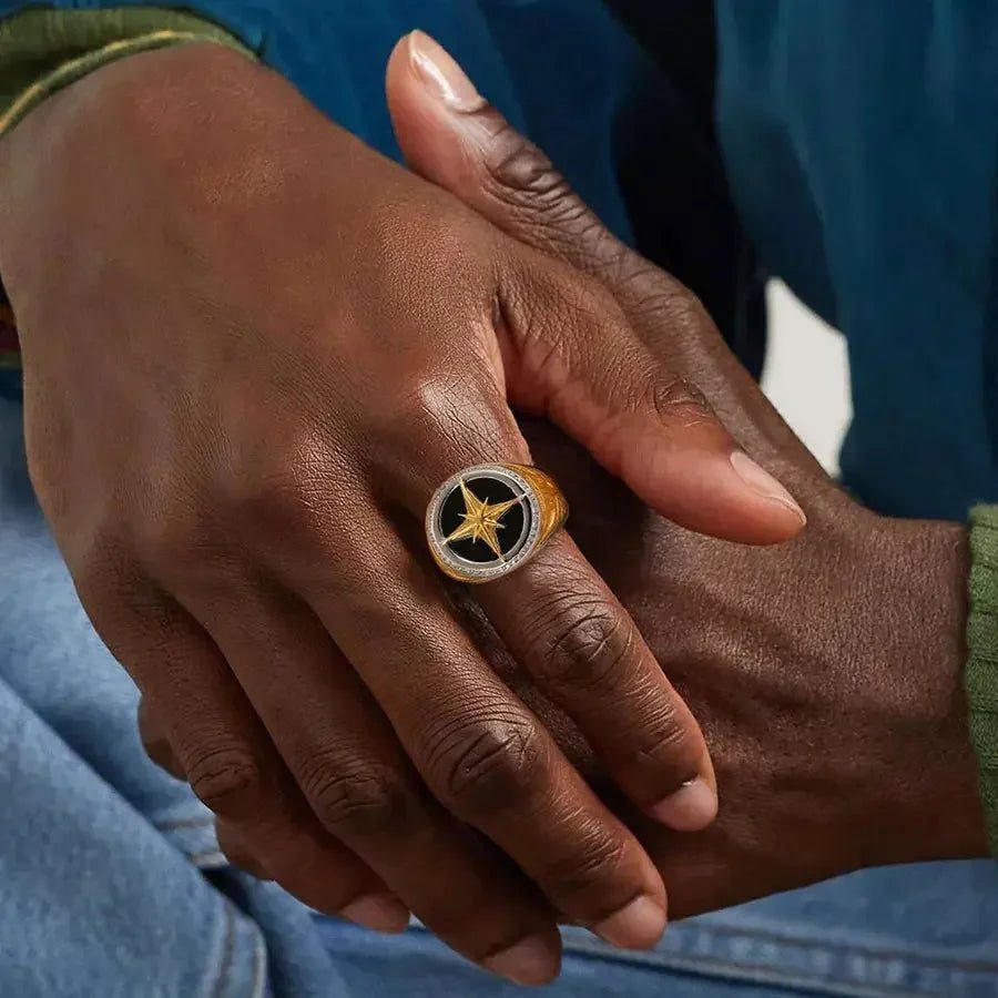 Men’s Star Ring – 925 Sterling Silver with Zircon Inlay - Nikoleit