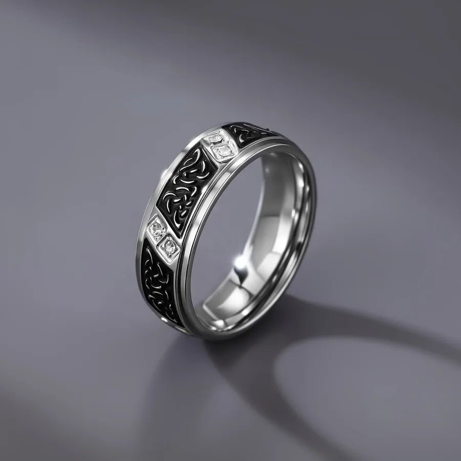 Men’s Titanium Steel Wave Pattern Ring – Symbol of Strength & Flow - Nikoleit