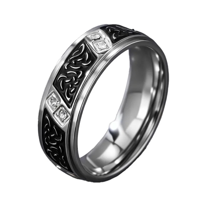 Men’s Titanium Steel Wave Pattern Ring – Symbol of Strength & Flow - Nikoleit