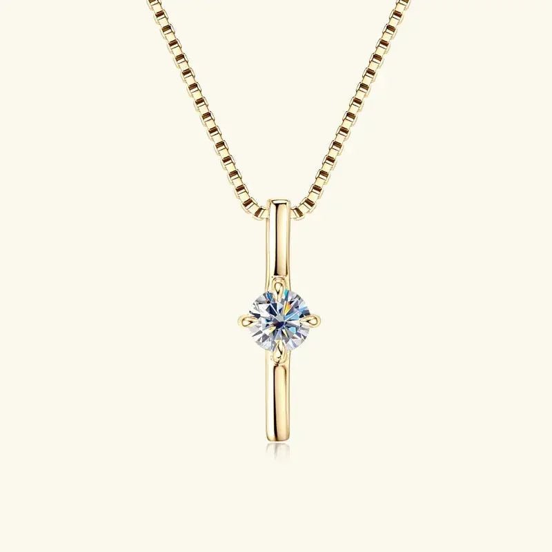 Minimalist Moissanite Necklace – 925 Sterling Silver Pendant - Nikoleit
