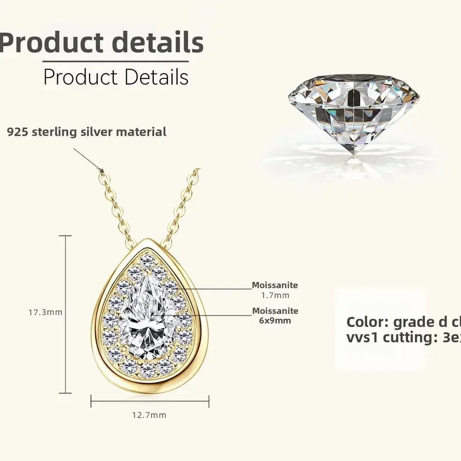 Moissanite Drop Necklace – 925 Sterling Silver, Luxury Choker - Nikoleit
