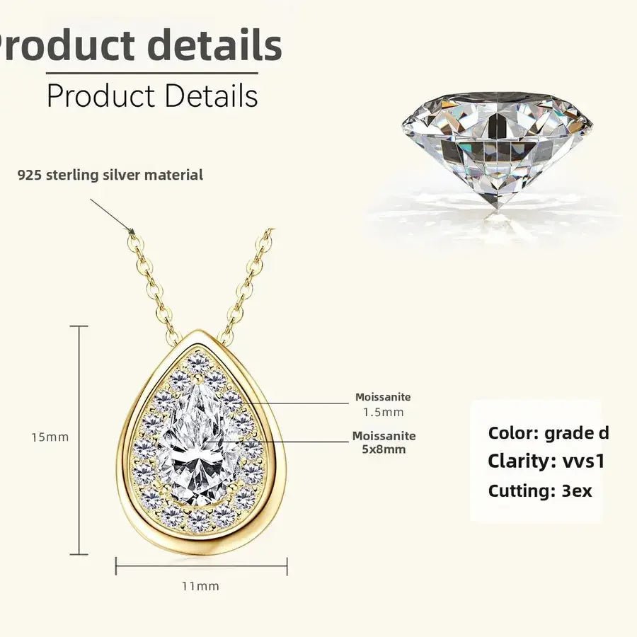 Moissanite Drop Necklace – 925 Sterling Silver, Luxury Choker - Nikoleit