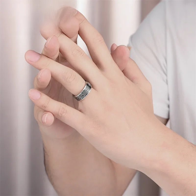 Obsidian Forge™ Titanium Steel Textured Men’s Ring - Nikoleit