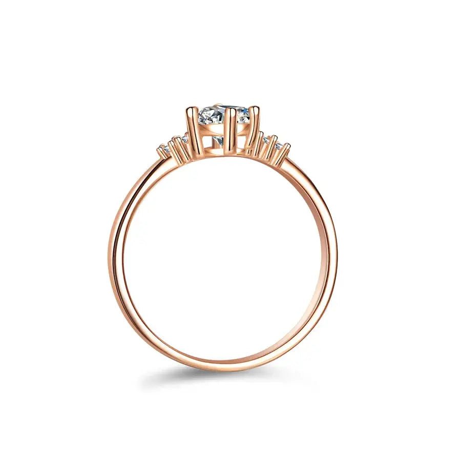 “Princess Crown” Ring – Silver with Champagne Gold & Moissanite Diamond - Nikoleit