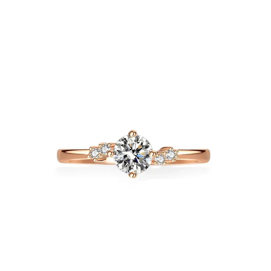 “Princess Crown” Ring – Silver with Champagne Gold & Moissanite Diamond - Nikoleit