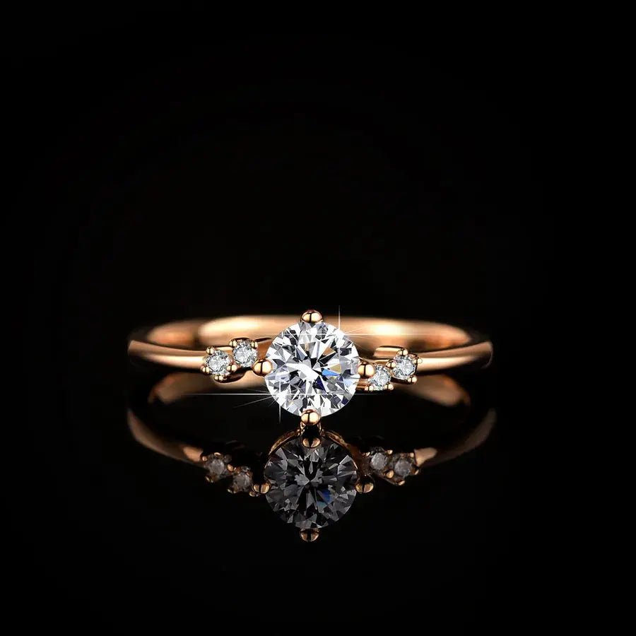 “Princess Crown” Ring – Silver with Champagne Gold & Moissanite Diamond - Nikoleit