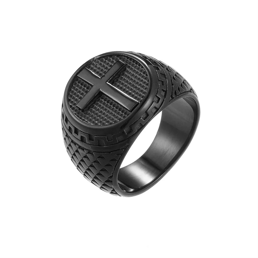 Punk Cross Signet Ring – Gold & Black Steel Edition - Nikoleit