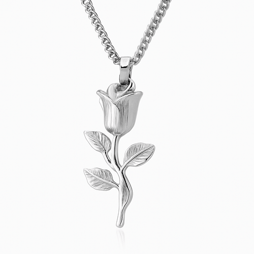 Rosarius Steel™ Rose Pendant Necklace — Cuban Chain Edition - Nikoleit