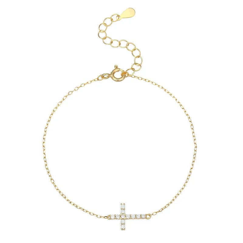 S925 Silver Cross Bracelet For Women Elegant Simple Ins Cold Style Personalized Jewelry Fashionable Diamond Embedded - Nikoleit