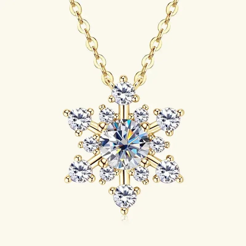 Snowflake Moissanite Necklace – 925 Sterling Silver Pendant - Nikoleit