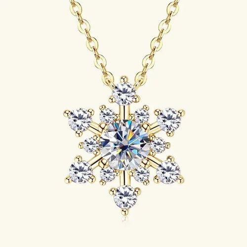 Snowflake Moissanite Necklace – 925 Sterling Silver Pendant - Nikoleit