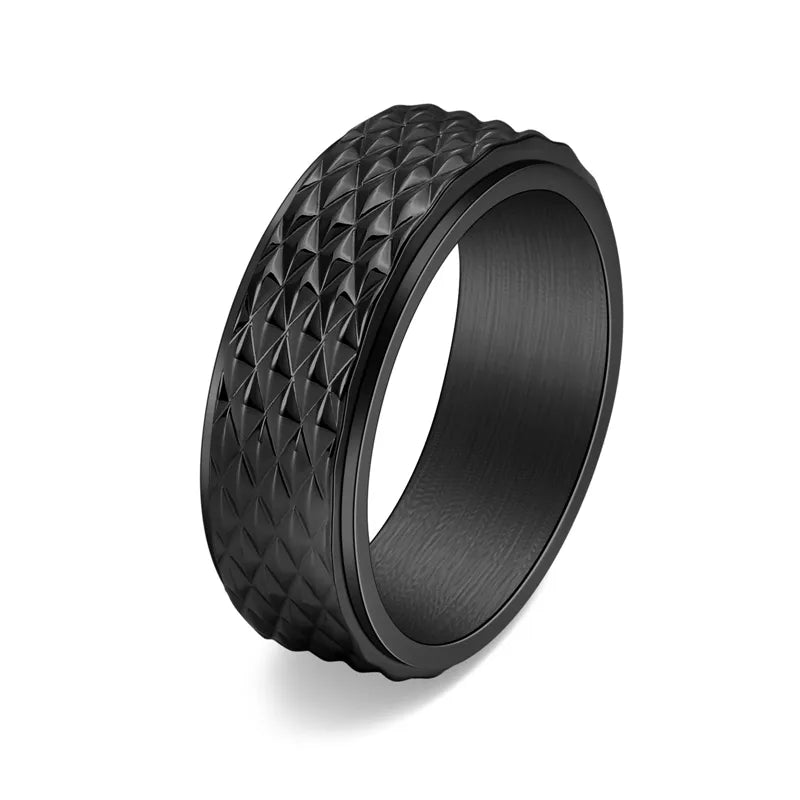 Style Snake Pattern Rotating Ring Titanium Steel Engraved Diamond Sweet Cool Style Unisex Niche Titanium Steel Jewelry Ring National Flag Heart Shape Lion 304 Stainless Steel Engraving - Nikoleit