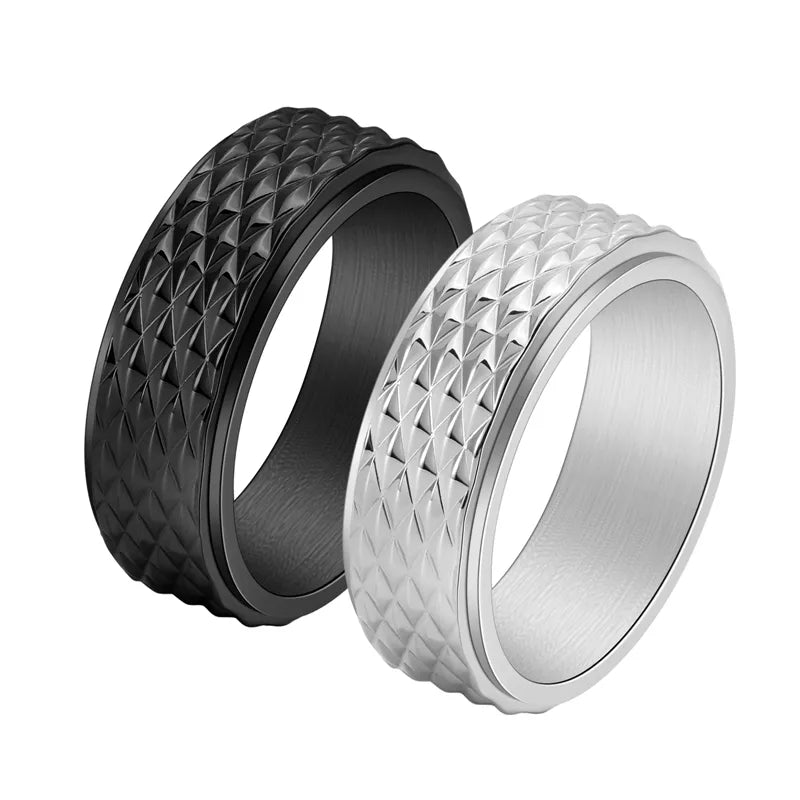 Style Snake Pattern Rotating Ring Titanium Steel Engraved Diamond Sweet Cool Style Unisex Niche Titanium Steel Jewelry Ring National Flag Heart Shape Lion 304 Stainless Steel Engraving - Nikoleit